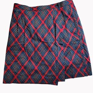 LizGolf Womens Size 14 Plaid Skort By Liz Claiborne In Red & Blue